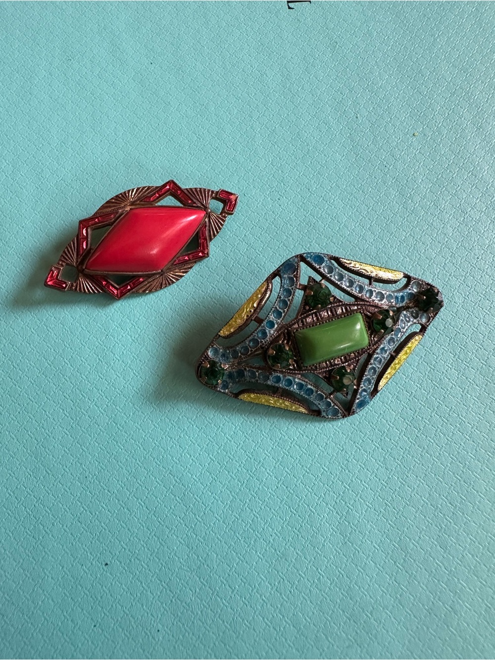 Vintage 1940s Lot Of 2 Beautiful Deco Brooches